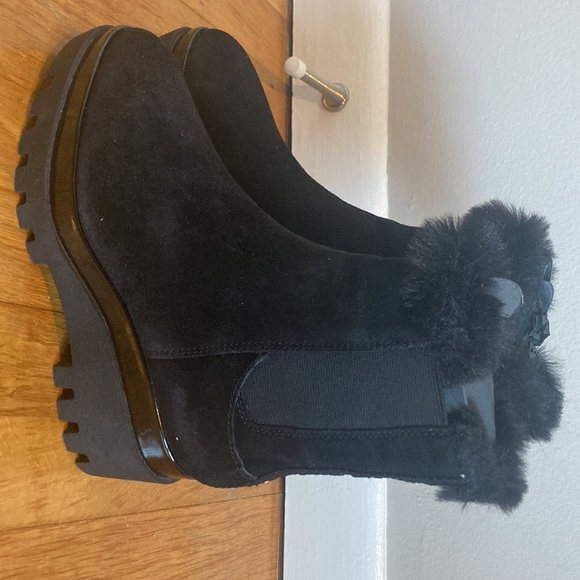 Black suede womens boots with wedge - Picture 7 of 10